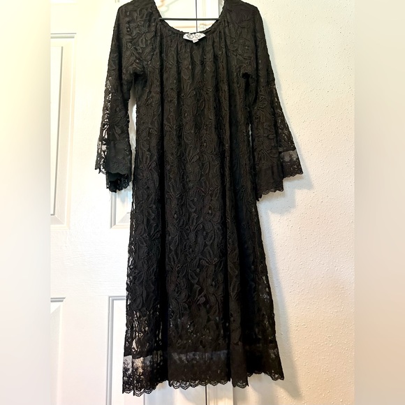 L&B Black Lace Western Style Dress Size S/M - Picture 9 of 16